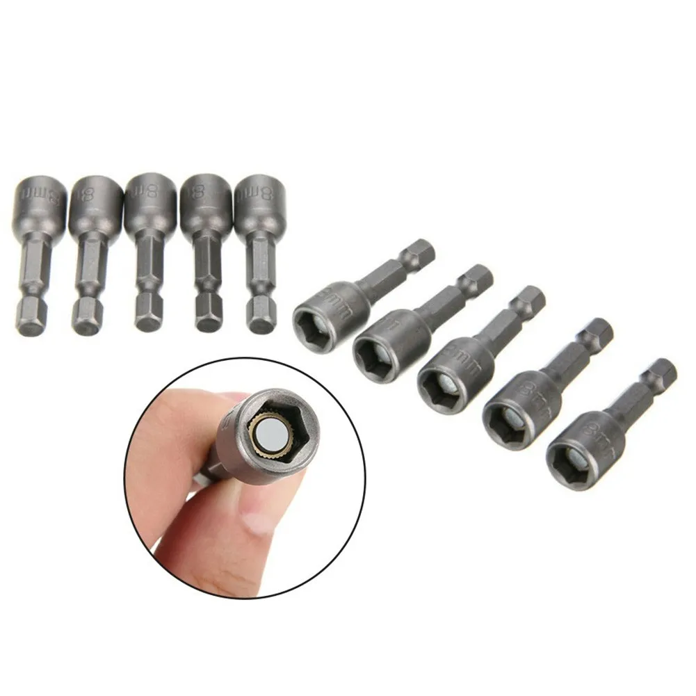 

10pcs Hexagon Nut Driver Drill Bit Socket Screwdriver Wrench Set For Electric Screwdriver Handle Tools No Magnetic