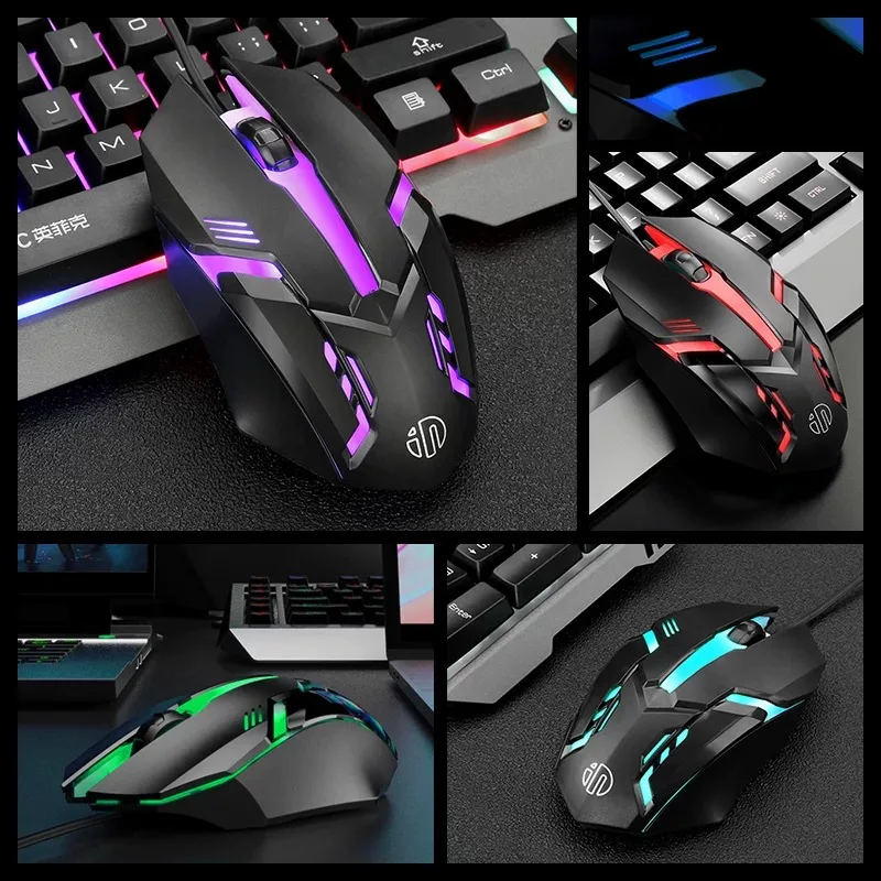Игровой Мышь Проводная USB оптическая компьютерная мышь RGB подсветкой 1200 Точек на