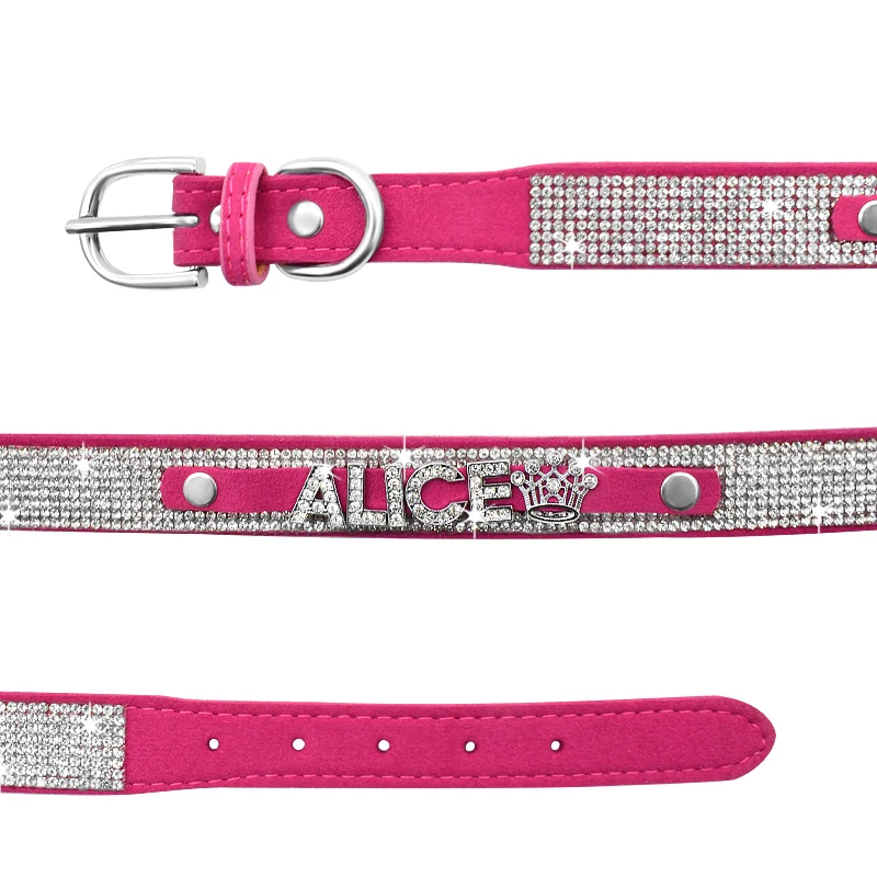 Именной ошейник для собак персонализированный аксессуар с блестками маленьких и