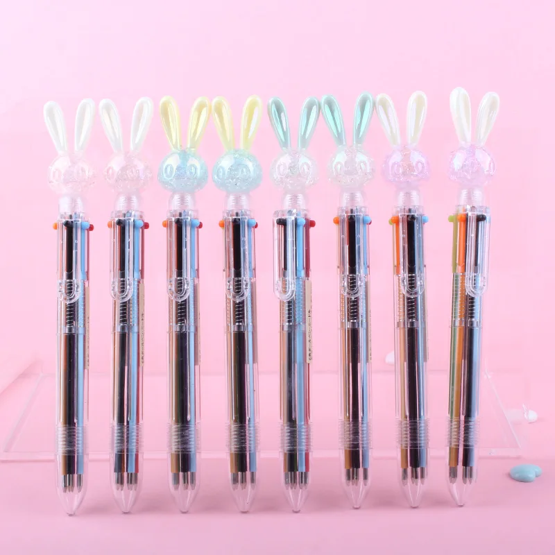 

36 pcs/lot Transparent Rabbit 6 Colors Ballpoint Pen Cute Press ball pens School Office writing Supplies Stationery Gift