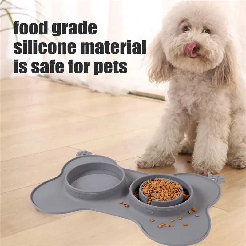 

Antislip Double Dog Bowl With Silicone Mat Durable Stainless Steel No Spill Pet Feeding Bowl Drinking Water Food Feeder