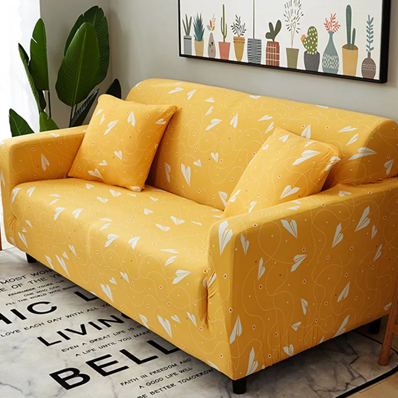 Эластичный свободный тканевый 3 местный угловой диван с противоскользящим