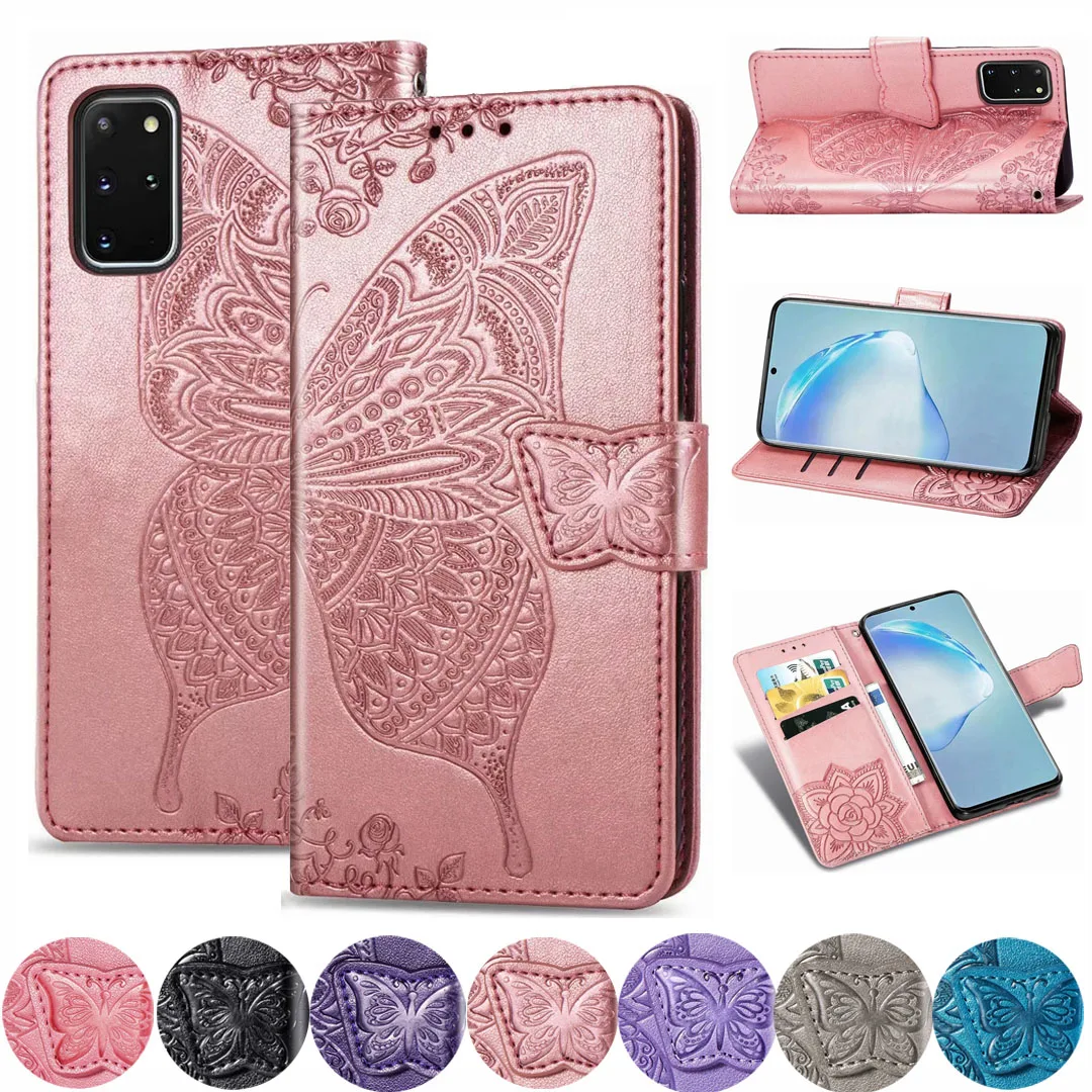 Кожаный чехол-бумажник с бабочками для Samsung Galaxy A M 02 11 12 21S 31 41 51 71 50 32 52 S20 FE S21 Plus A51 M21