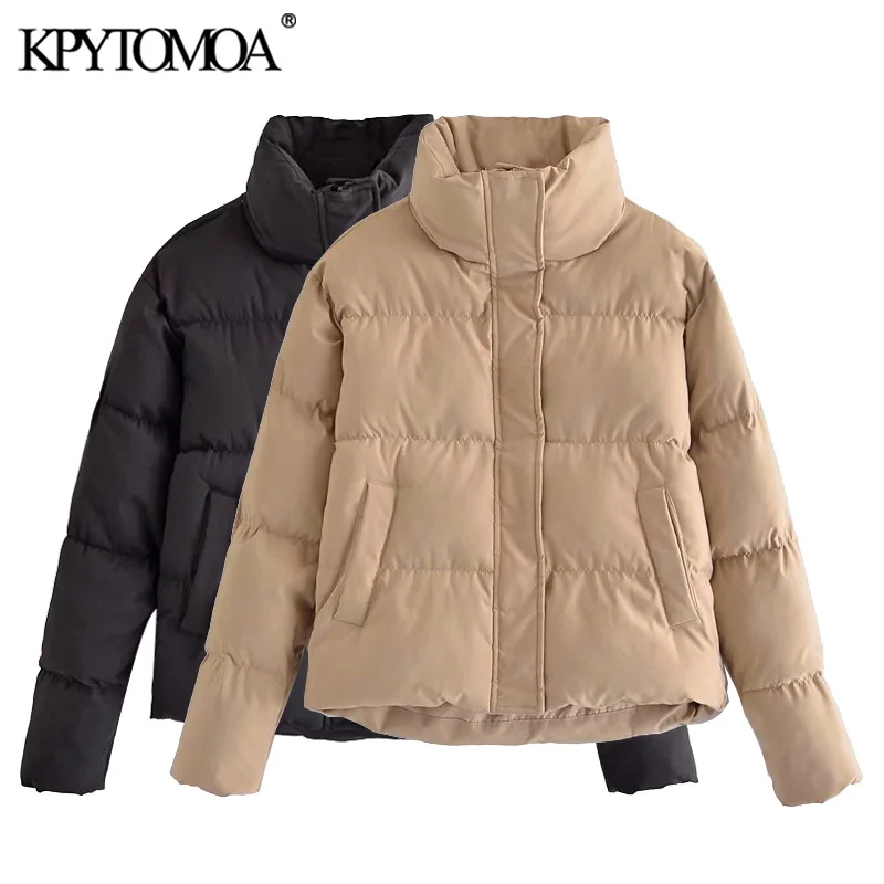 

KPYTOMOA, женская модная Толстая теплая парка с подкладкой, пальто, винтажная женская верхняя одежда с высоким воротником и длинным рукавом, шик...