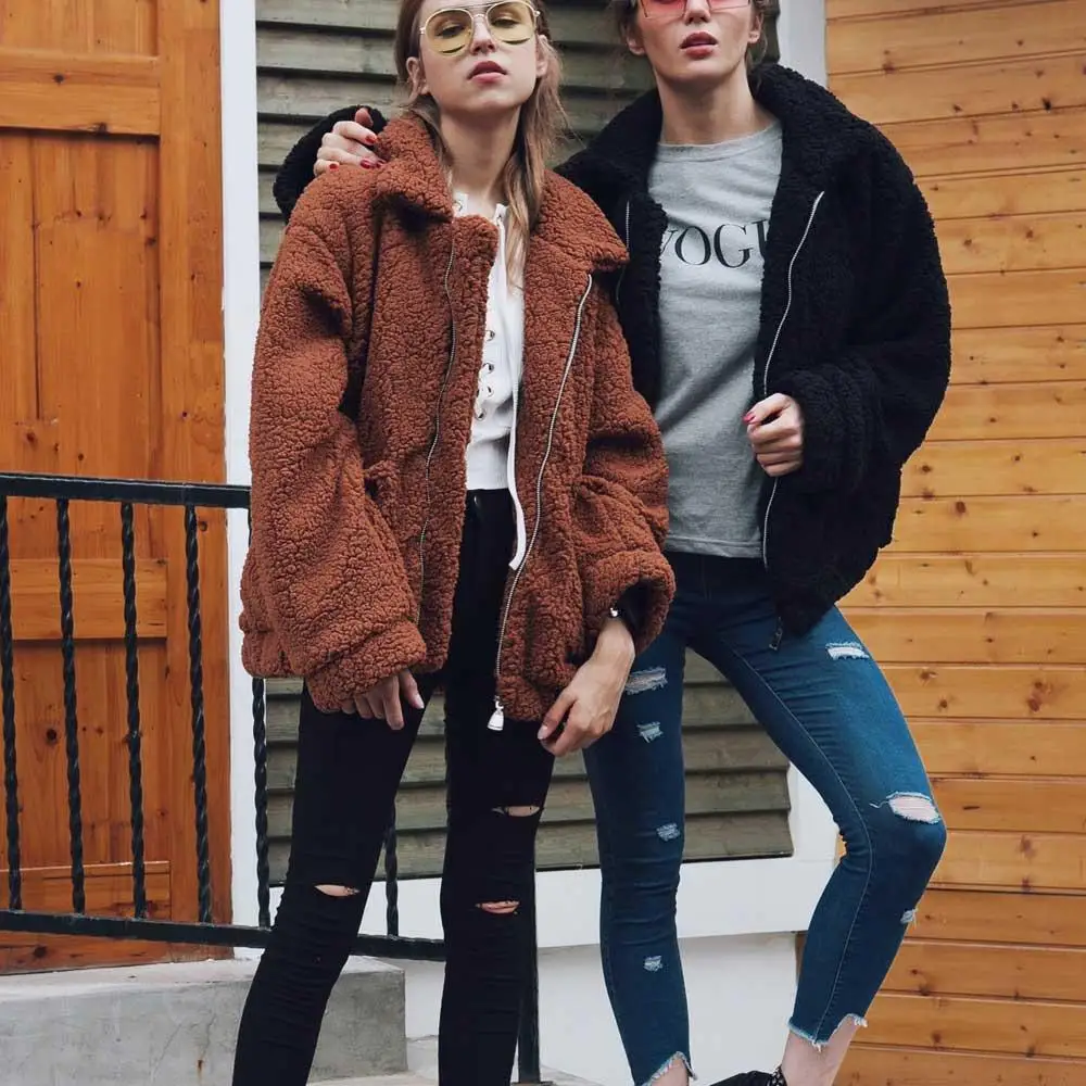 

Winter new fashion ladies thick coat solid color four-color imitation lamb wool coat keeps warm and fashionable without bloated