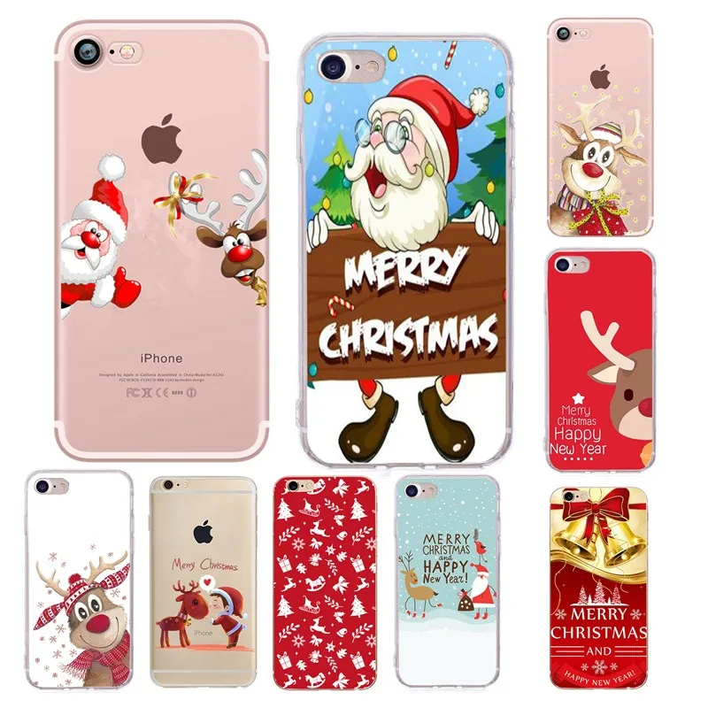 

Чехол для Iphone 6 s, мягкая прозрачная задняя крышка из ТПУ для 5 5S 6 s X XS Max XR, Рождественский чехол для телефона Iphone 7 8 Plus, мягкий чехол