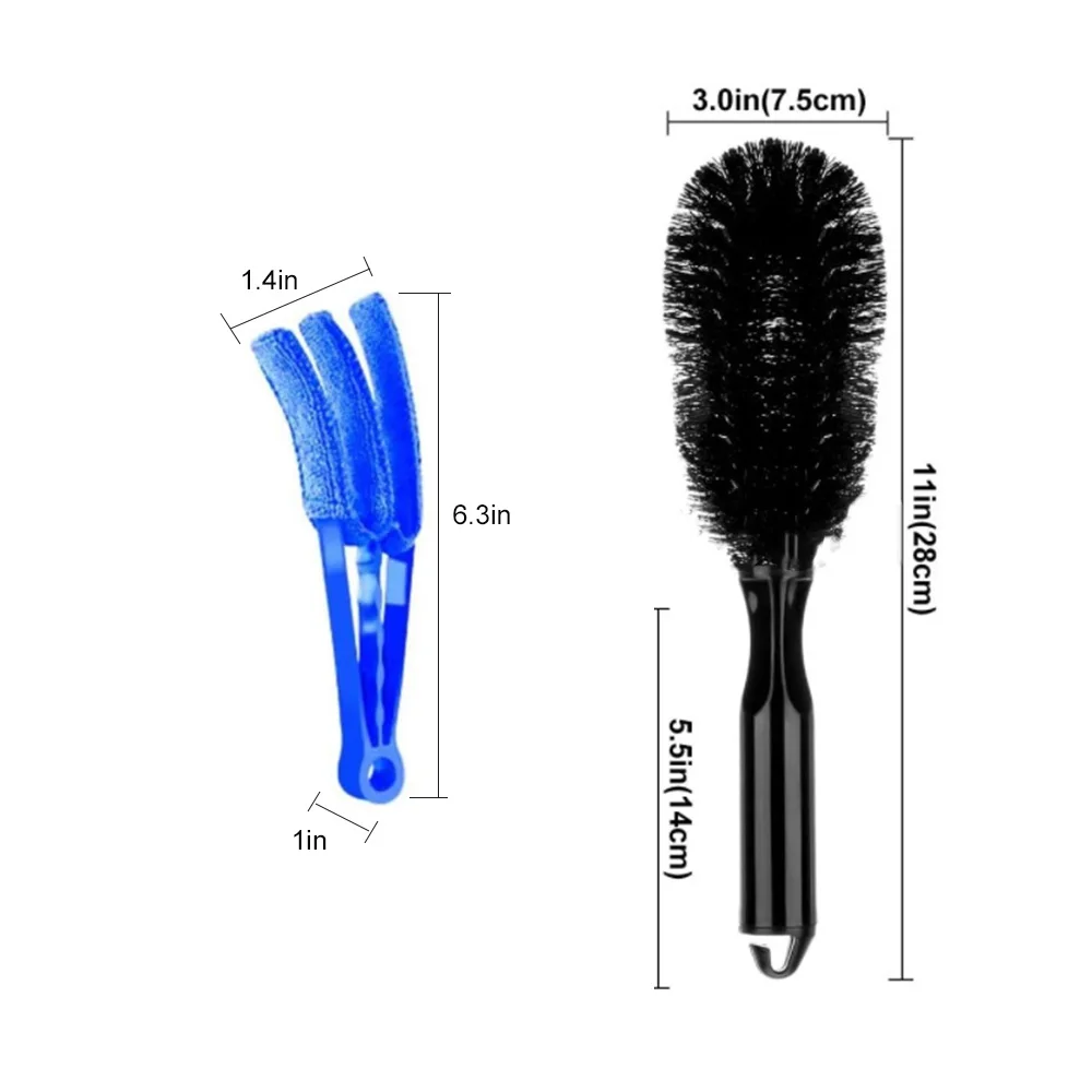 

15Pcs Car Cleaner Brush Set Waxed Detail Brush Gap Brush Wire Brush Air Outlet Brush Hub Brush Towel Sponge Cleaning Tool