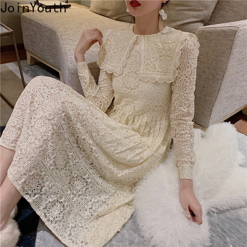 Joinyouth женское кружевное платье Весна 2020 длинное Lseeve низ Vestidos корейское средней