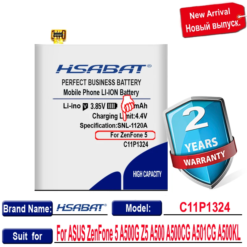 Фото Аккумулятор HSABAT C11P1324 3650 мА · ч для ASUS ZenFone 5, A500G, Z5, A500, A500CG, A501CG, A50 №3