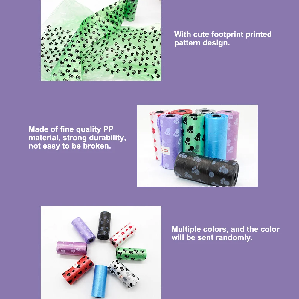 1 рулон/15 шт. мешки для домашних собак с принтом отпечатка дизайн очистка мусора