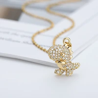 fashion simple zircon dinosaur pendant necklace for women girls gold cute dinosaur necklace birthday party jewelry gifts 2021