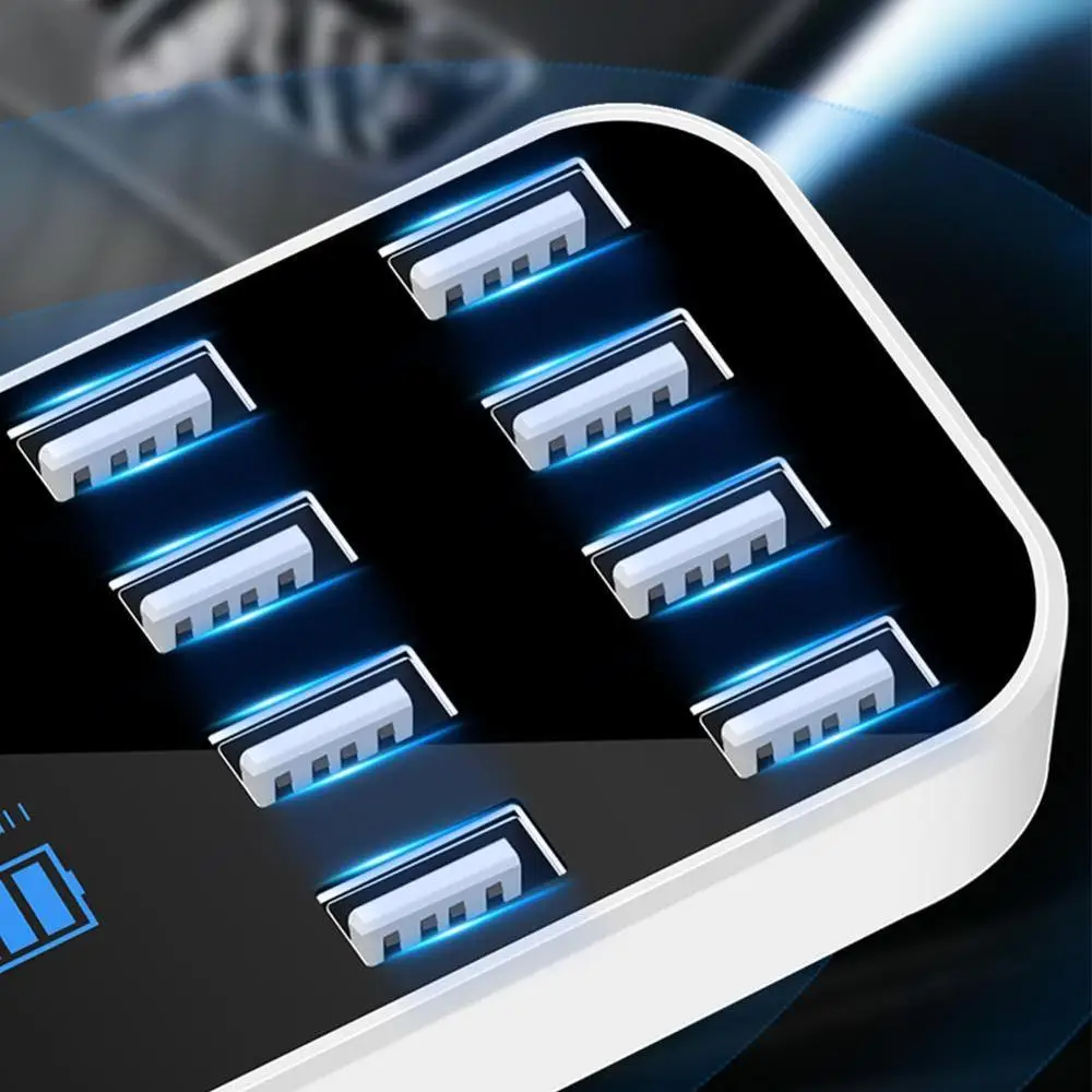 

8-port USB HUB fast charger 3.0 LED display, multi-USB charging for car use