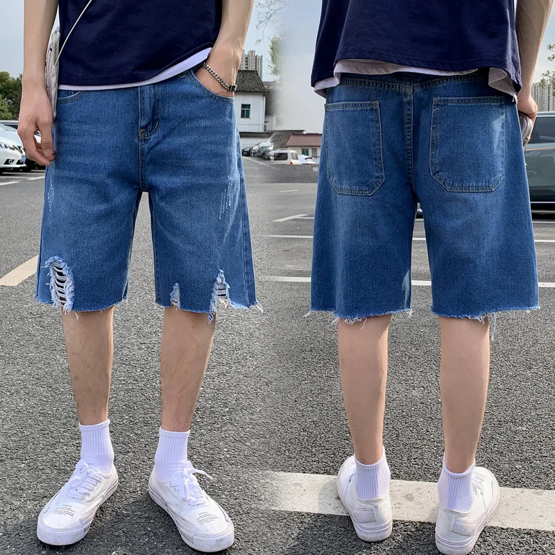 

Summer bull-puncher knickers male thin hole in paragraph 5 minutes of pants stretch pants in the han edition trend points men's