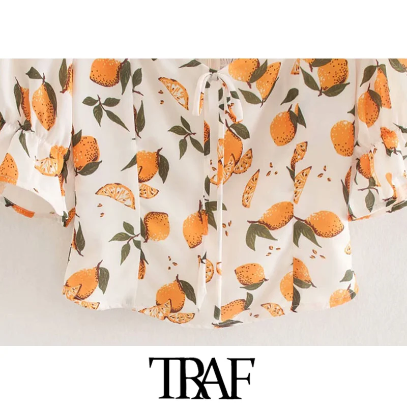 Блузка женская укороченная с принтом лимона на молнии сзади | Женская одежда