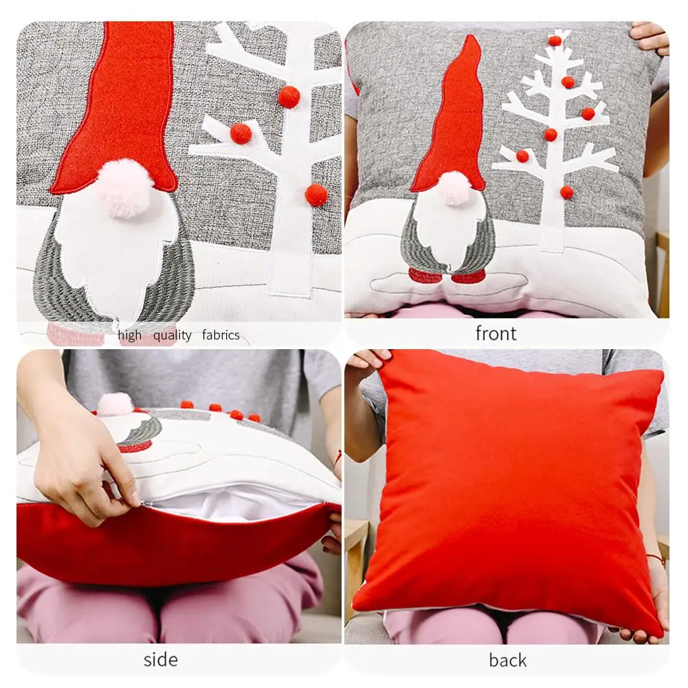 

Santa Claus Merry Christmas Cushion Cover 45*45 Pillowcase Sofa Cushions Pillow Cases Cotton Linen Pillow Covers Home Decoration