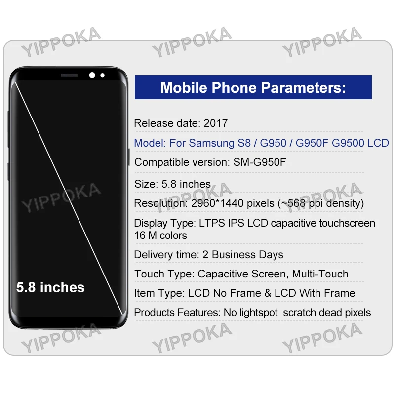 Pantalla LCD Super AMOLED para m&oacute;vil, digitalizador de pantalla t&aacute;ctil para Samsung Galaxy S8, G950F, G950, G955F, G955-1