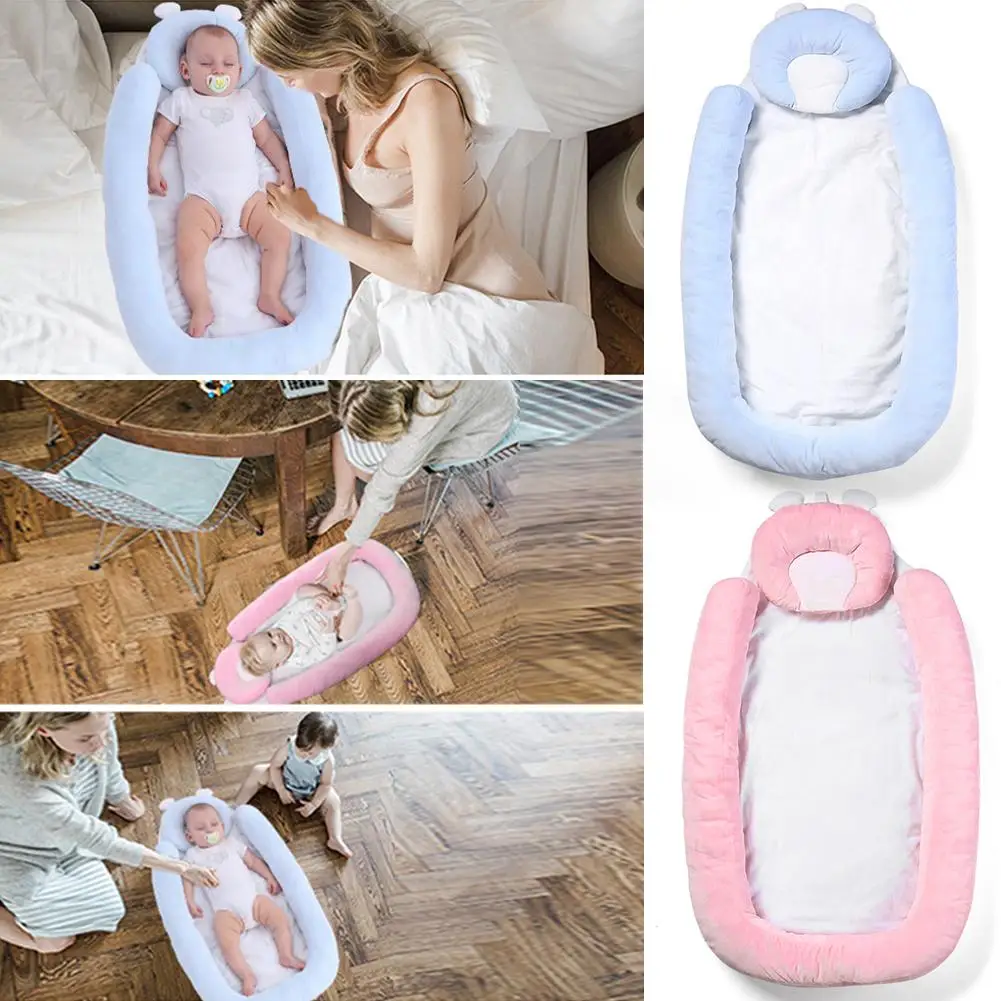 

Portable Baby Bed Crib Travel Bed Shaping Pillow Cotton Cradle for Infant Moderate Hardness Comfortable Fit Spinal Health