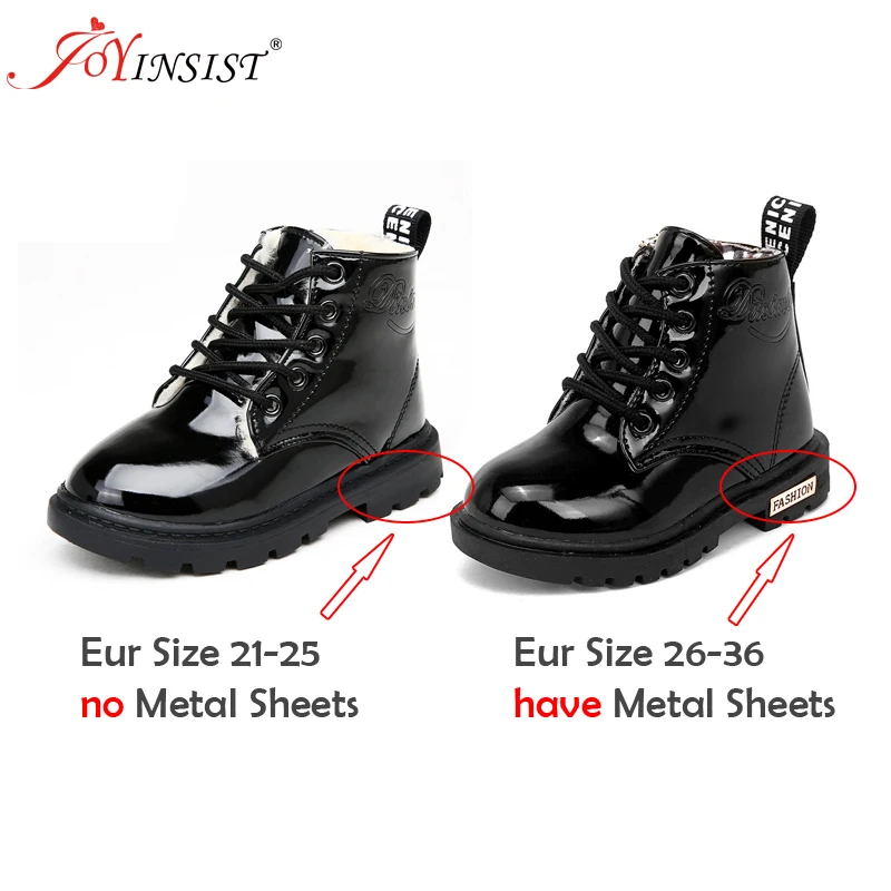 Зимняя детская обувь из искусственной кожи водонепроницаемые ботинки Martin