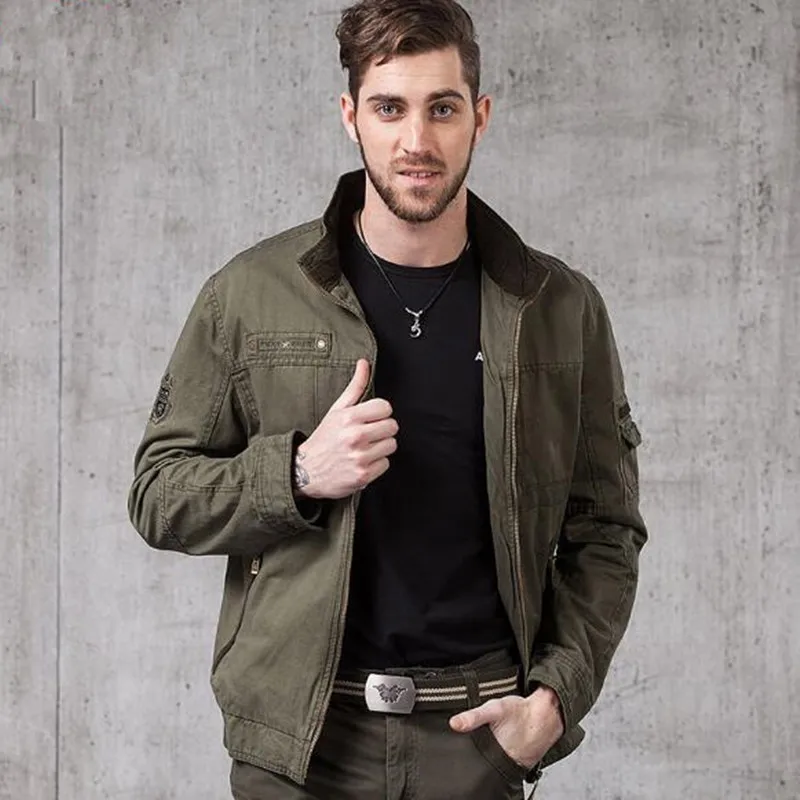 

Men's high quality stand collar jackets Men's cotton jacket clothes coats New style Army green Size M-4XL