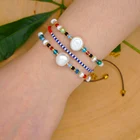 Женский браслет GO2BOHO miyumi, богемные браслеты с натуральным жемчугом и радужными маленькими ювелирными изделиями, лето 2020