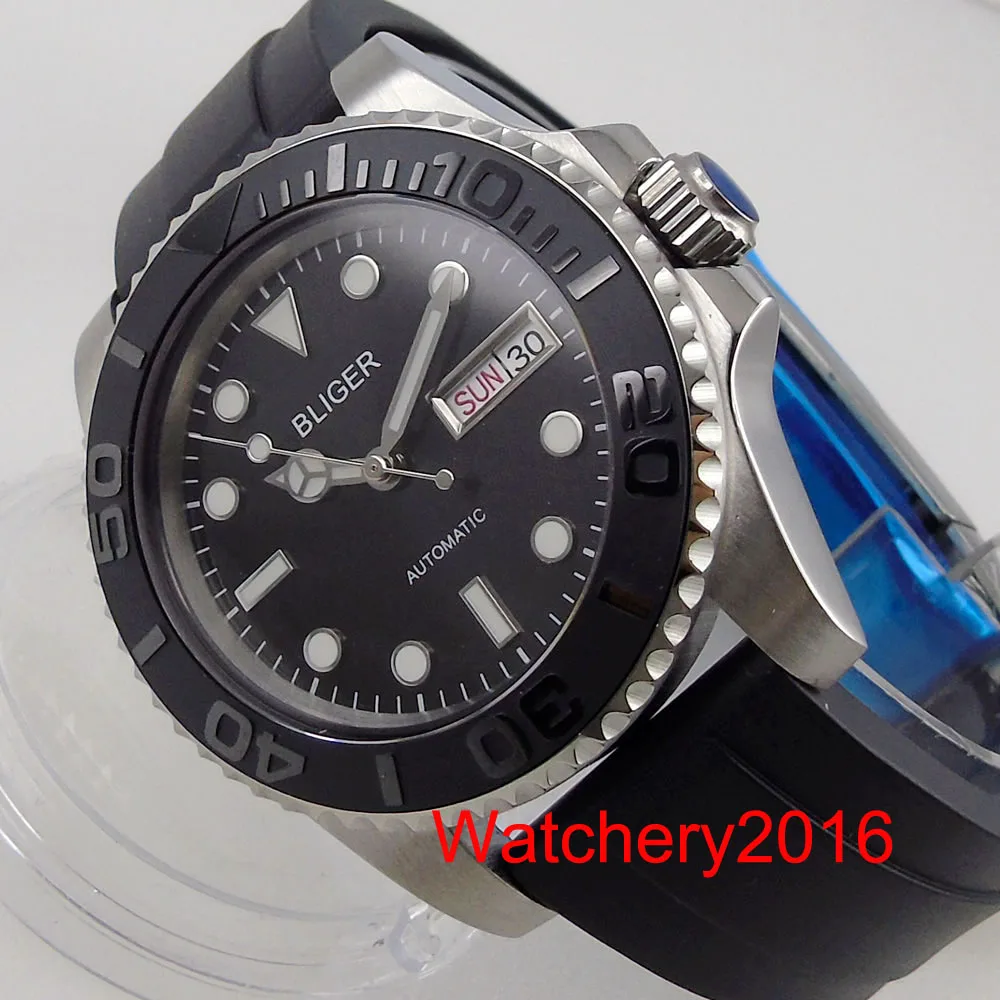 

Мужские часы с автоподзаводом BLIGER, черные, 40 мм, 24 Драгоценности, NH36A
