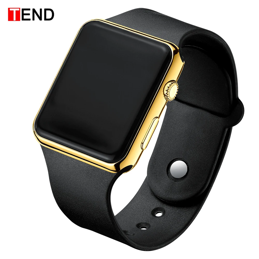 Black Gold Fashion Men Watch Women Casual Sports Bracelet Watches White LED Electronic Digital Candy Color Silicone Wrist Watch Children - Цвет: Black Gold