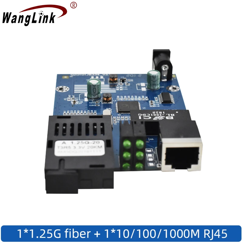 Wanglink pcba ethernet Optical Fiber Media Converter Fiber Transceiver 1000M Full PCBA with Fiber module