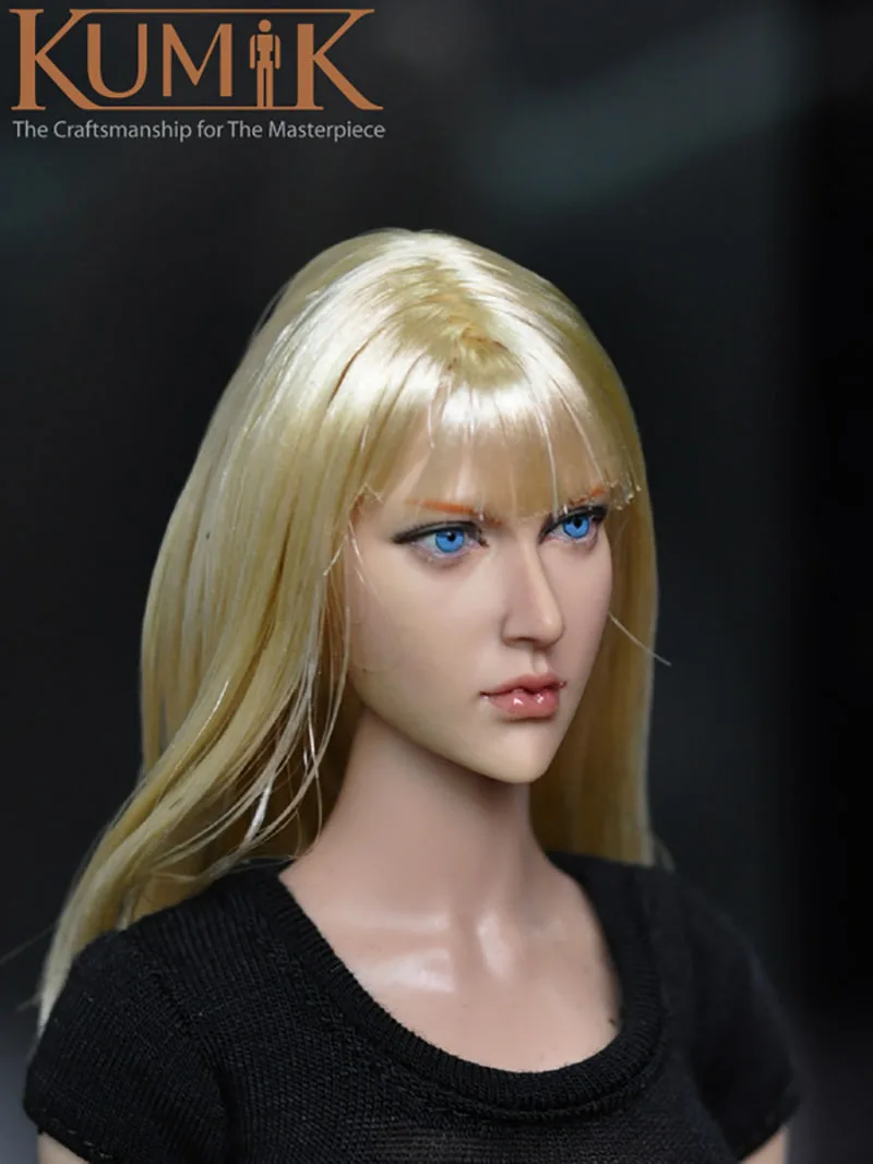

KM13-90 1/6 Female Golden Hair Blue Eyes Head Sculpt Beauty Girl Head Carving Fit 12'' Action Figure Body
