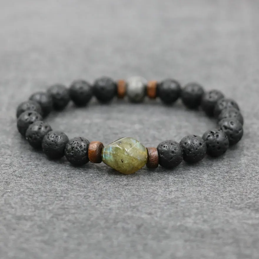 Браслеты из лавового камня для мужчин и женщин ювелирные изделия йоги с бусинами