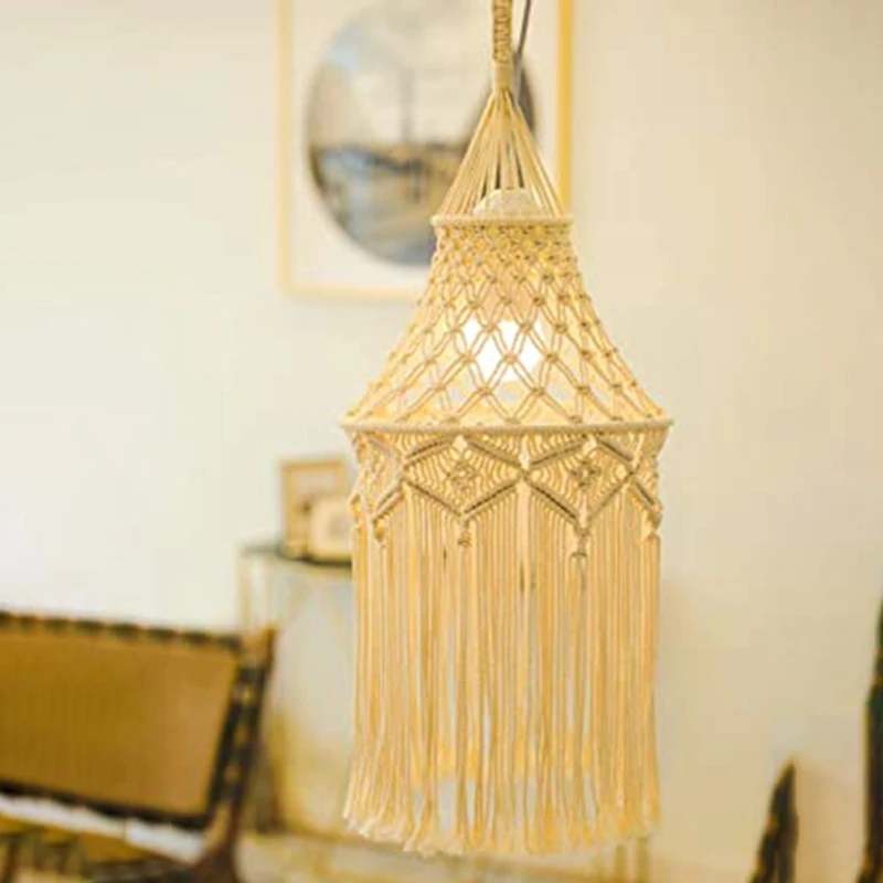 

Macrame Lamp Shade Hanging Pendant Light Cover Modern Office Bedroom Living Room Nursery Dorm Room Bohemian Home Decor