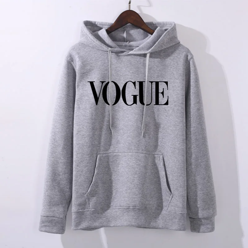 Толстовки женские 2019 осень VOGUE печать однотонная Толстовка Пуловер с круглым