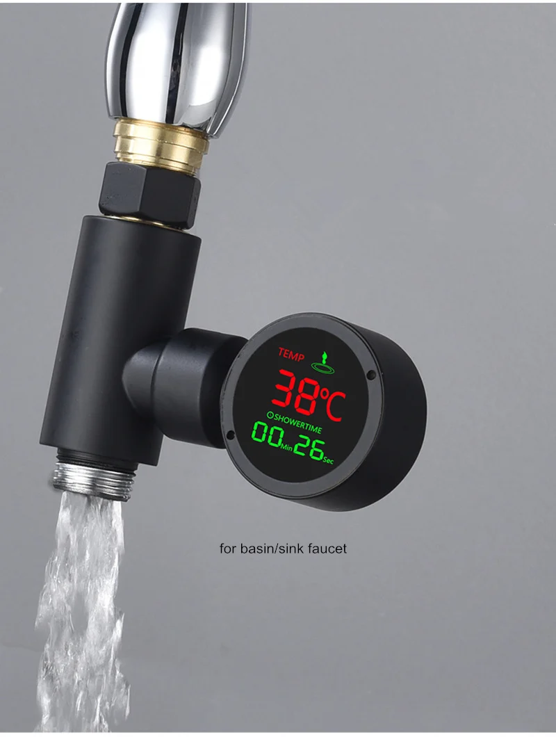 Смеситель для душа светодиодный дисплей температуры воды датчик ванная комната
