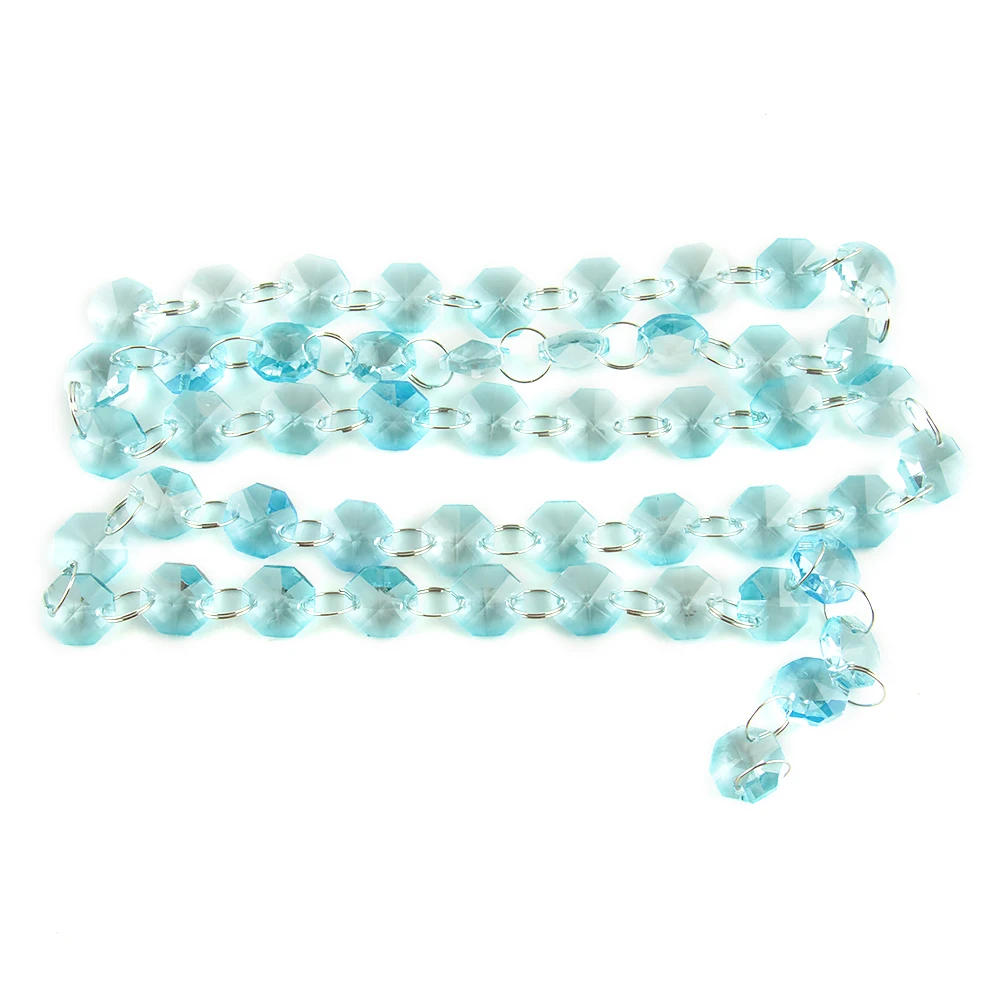 

5M/50M 14mm Lt.aquamarine Crystal Octagon Beads Strand Chandelier Lamp Chain Wedding/X-mas Tree Decoration