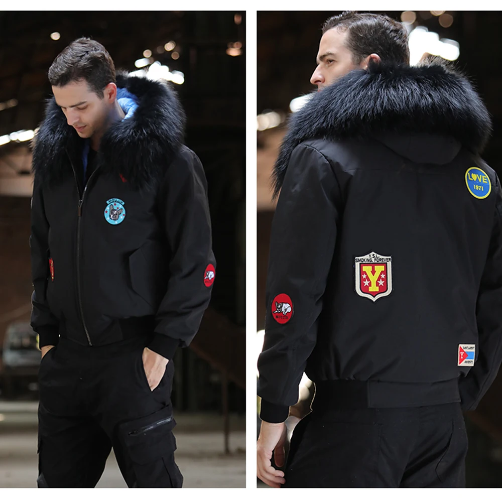 SANI 2019 меховые парки настоящий натуральный кролик синий мех мужские зимние теплые