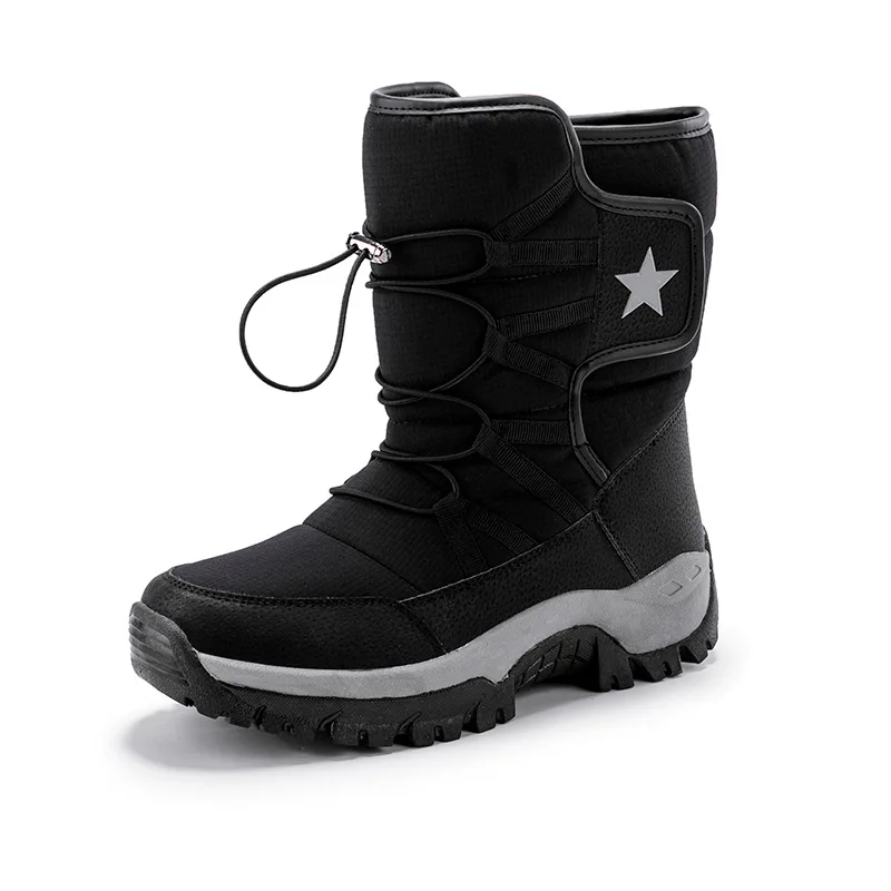 

Couples Winter Plush Warm Snow Boots Non-slip Waterproof Mens High Top Round Head Sports Shoes Thick Bottom Fashion Casual Flat