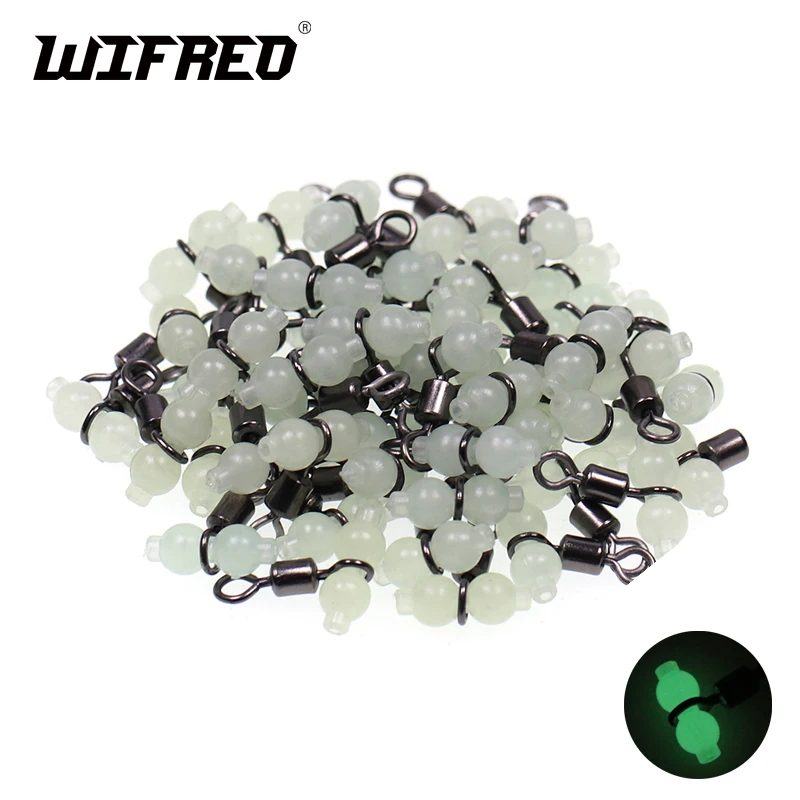 

Wifreo 100pcs Luminous Fishing Swivel Connector Rolling Cross-line Connector Tackle for Saltwater Fishing Flapper Rigs