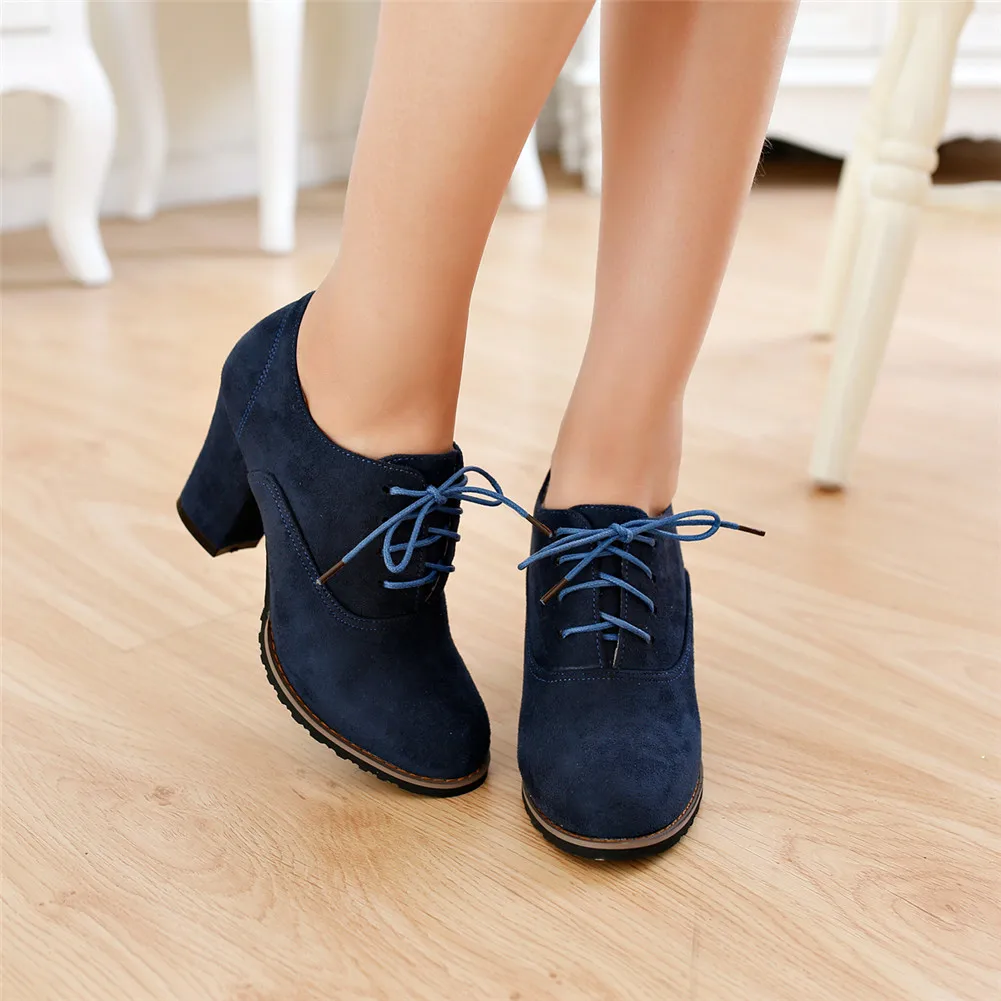 Sarairis Large Size 31-48 Autumn Fashion Ladies High Heels Shoelaces Shoes Woman Casual Office Lady Pumps Women Booties