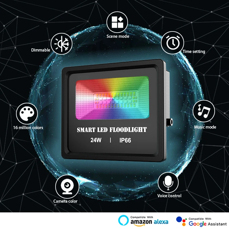Умный светодиодный прожектор 24 Вт с Bluetooth и приложением для группового