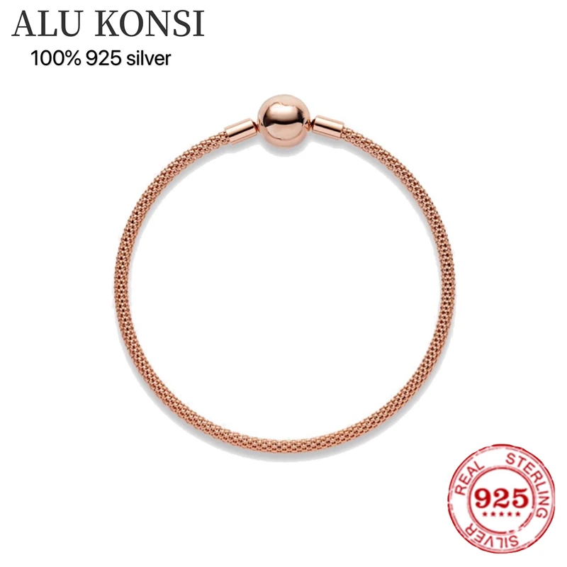 

Hot Sale 100% Real 925 Sterling Silver pan Bracelet for Women Fit Original Design snake Charms Bangle DIY high quality Jewelry