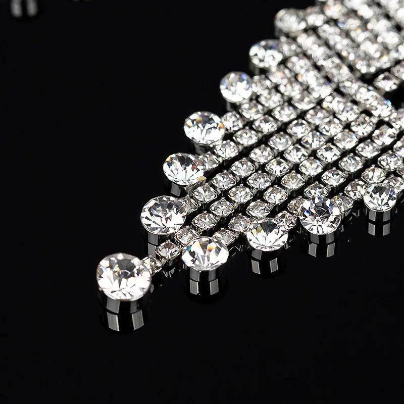 Роскошные длинные висячие серьги SHEVALUES с кисточками полностью хрустальная