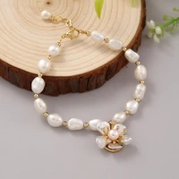 coeufuedy real natural baroque freshwater pearl bracelet for women girl birthday gift white pearl flower light luxury jewelry