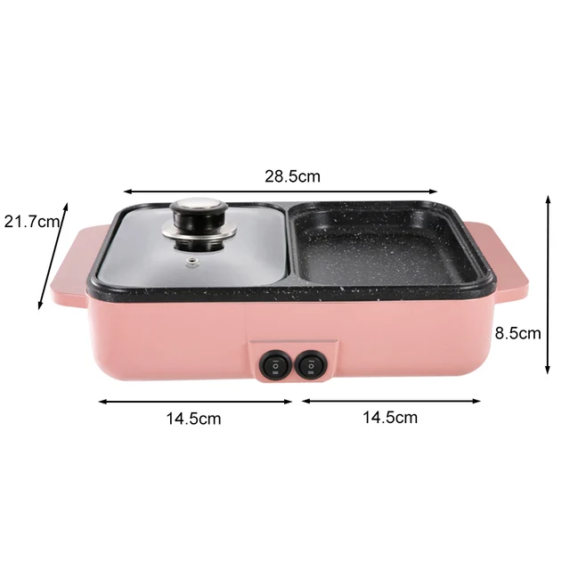 1200W 2 in 1 Non-stick Electric BBQ Hot Pot Dormitory Multifunctional Smoke-free Non-stick Household Barbecue Roast Cooker 6
