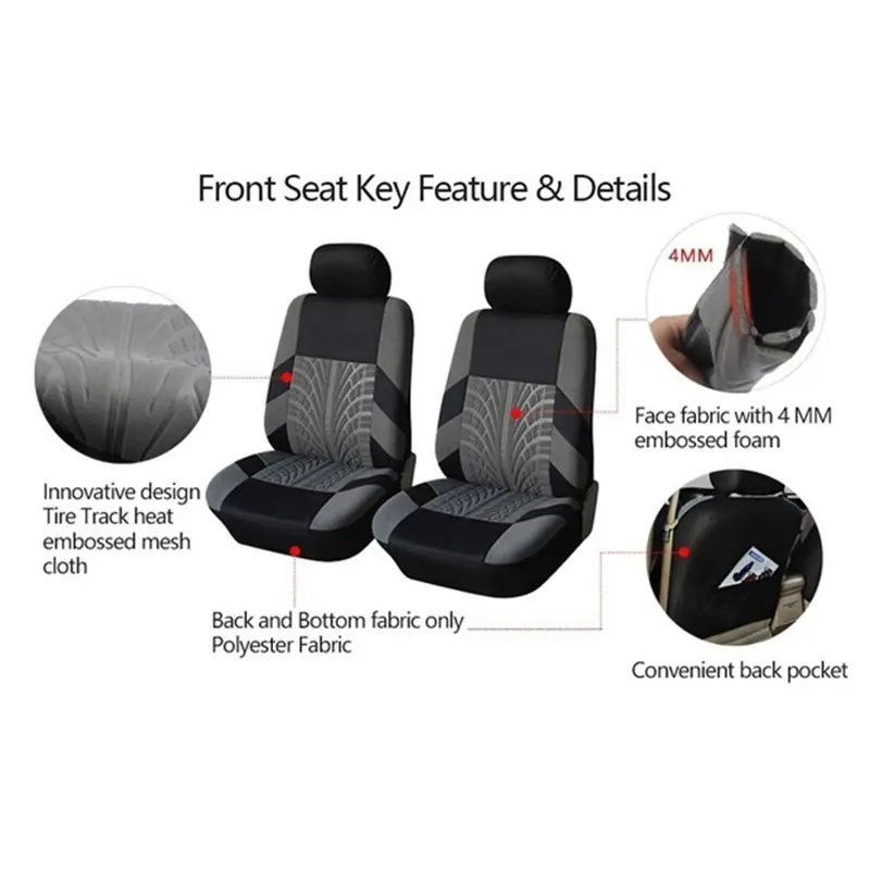 4 шт. 2 seaters Чехлы для автомобильных сидений набор универсальных подушек с