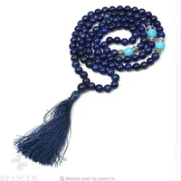 8mm lapis lazuli 108 buddha beads tassels mala necklace chain healing spirituality fancy wristband bless energy meditation