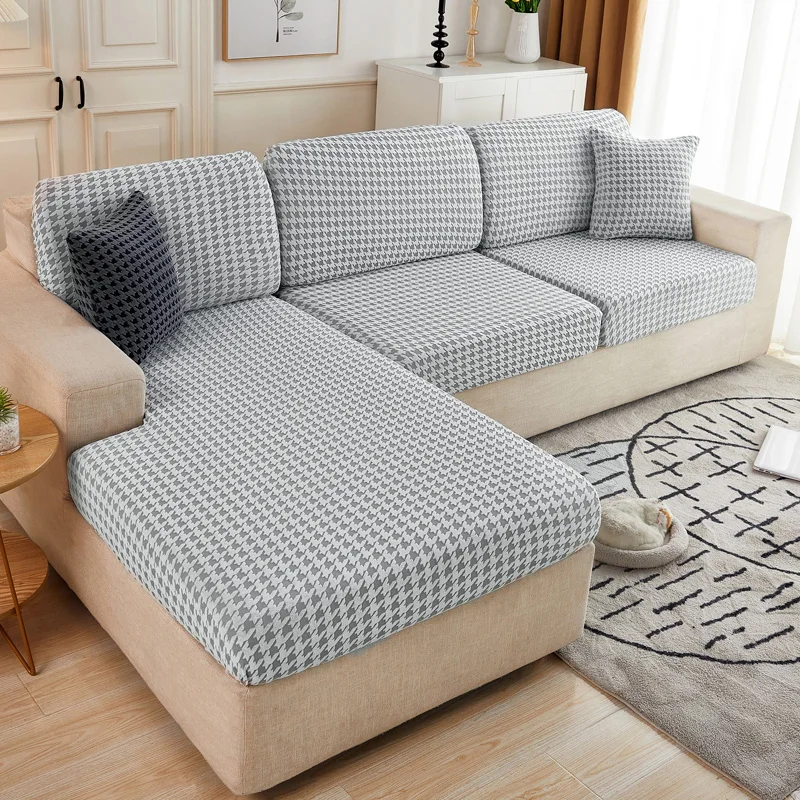 

Elasticated Plaid Sofa Seat Covers for Living Room Elastic Jacquard Couch Chaise Lounge Corner Armchair Slipcover Set Furniture