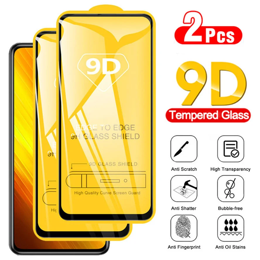 

2 Pcs 9D Glass,Poco-X3 NFC Glass for Poco X 3 NFC Screen Protectors Pocophone X3 Pro Tempered Glass Protector Xiaomi Poco X3 NFC