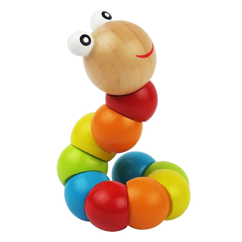 

1pcs Wood Caterpillar Color Stretch Caterpillar Toy Changeable Shape Wooden Block Puzzle Educational Toy Twisting Caterpillar