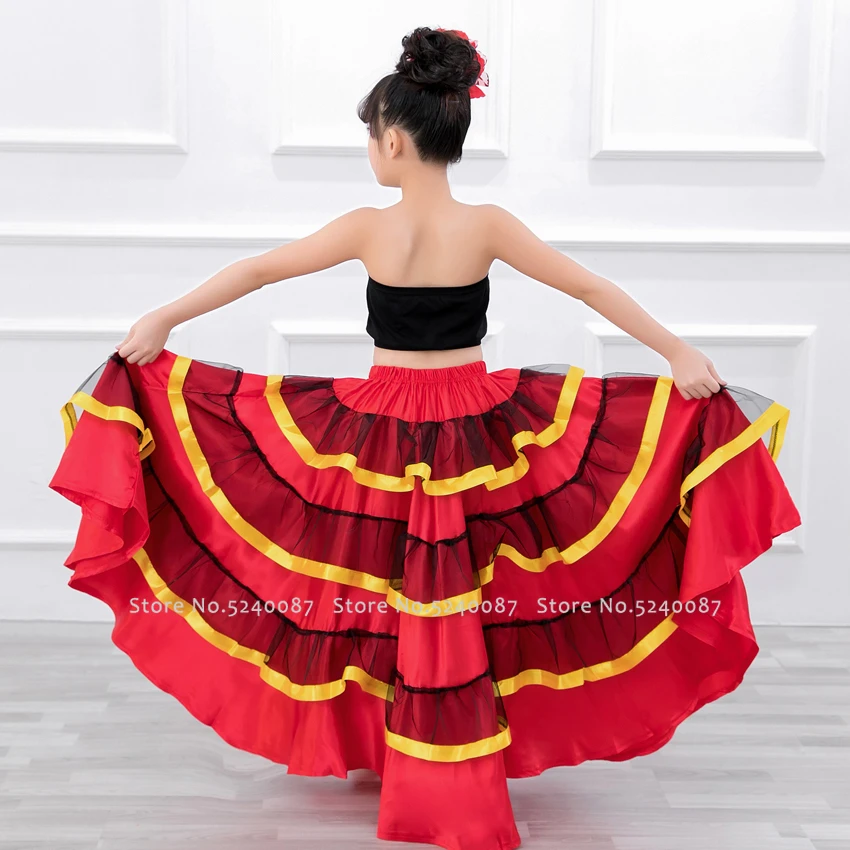 Детские костюмы на Хэллоуин для девочек Испанские танца живота детские красные