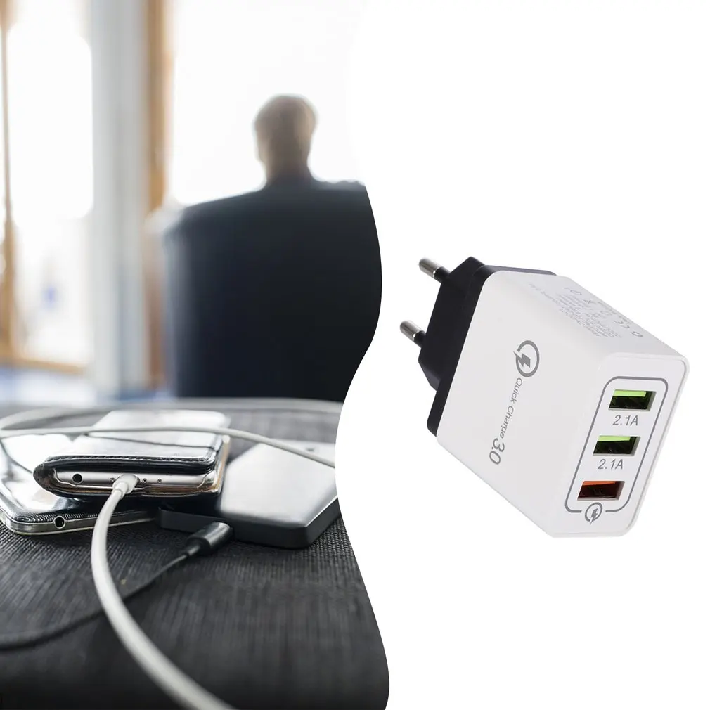 Multi Interface 5V 9V 12V Smart Phone Charger Head 3USB QC3.0 Mobile Fast Charging | Бытовая техника
