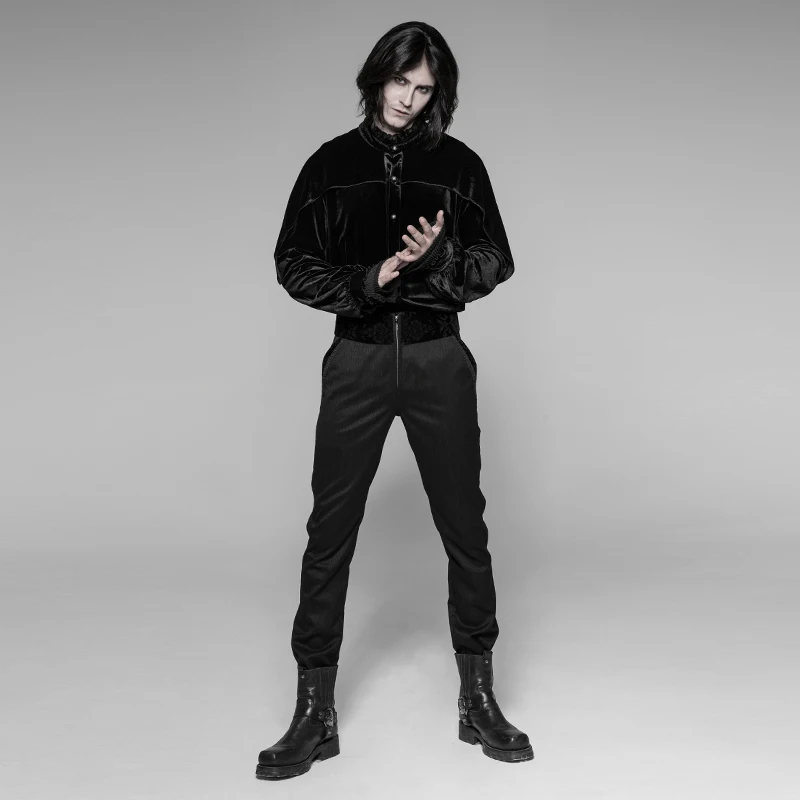 Брюки в стиле панк готические темно полосатые повседневные для вечеринки мужчин
